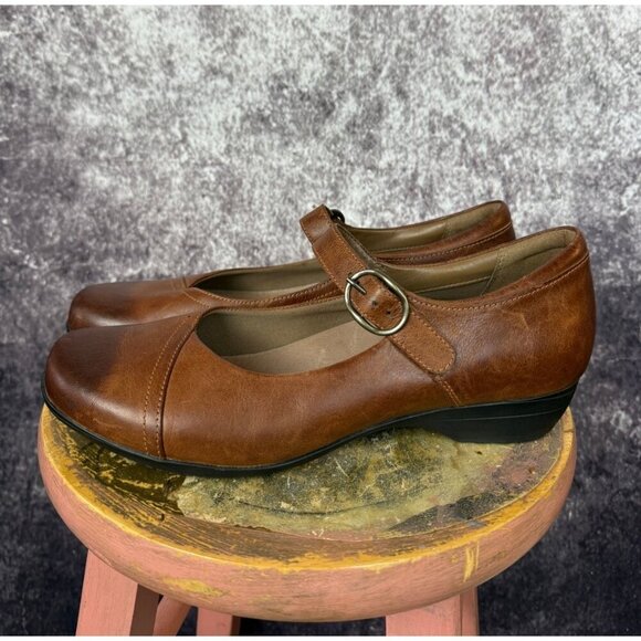 Dansko Womens Mary Jane Shoes 11 EUR 42 Brown Oiled leather Boho Vintage Style - Picture 6 of 14